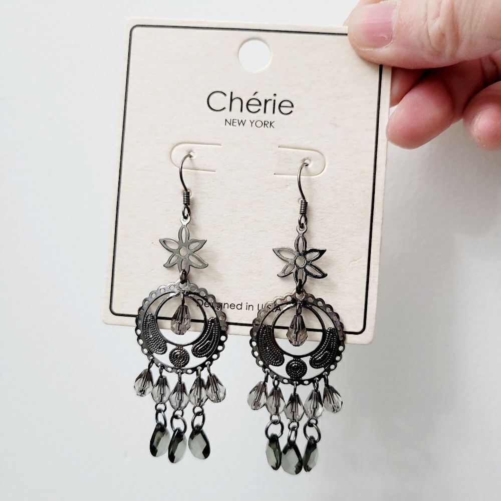 Brand New Cherie ( Cherry) Dark Silver Beads Earrings